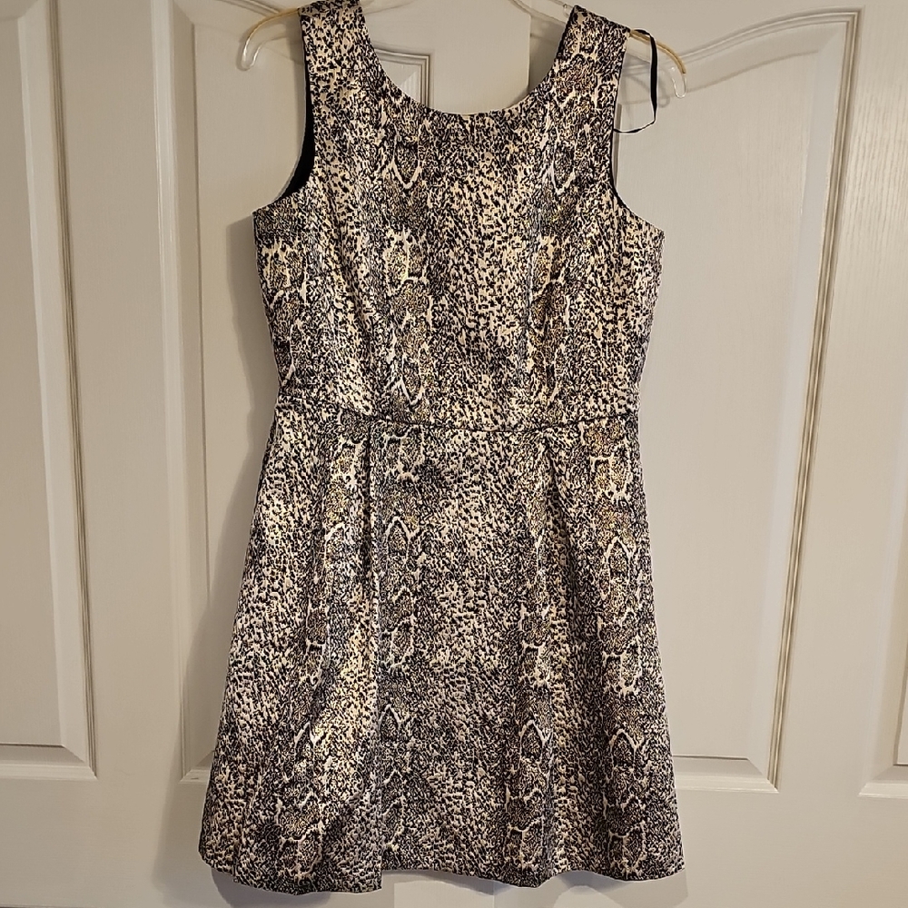 AGB Black and Gold Snake Print Mini Dress, with Pockets
